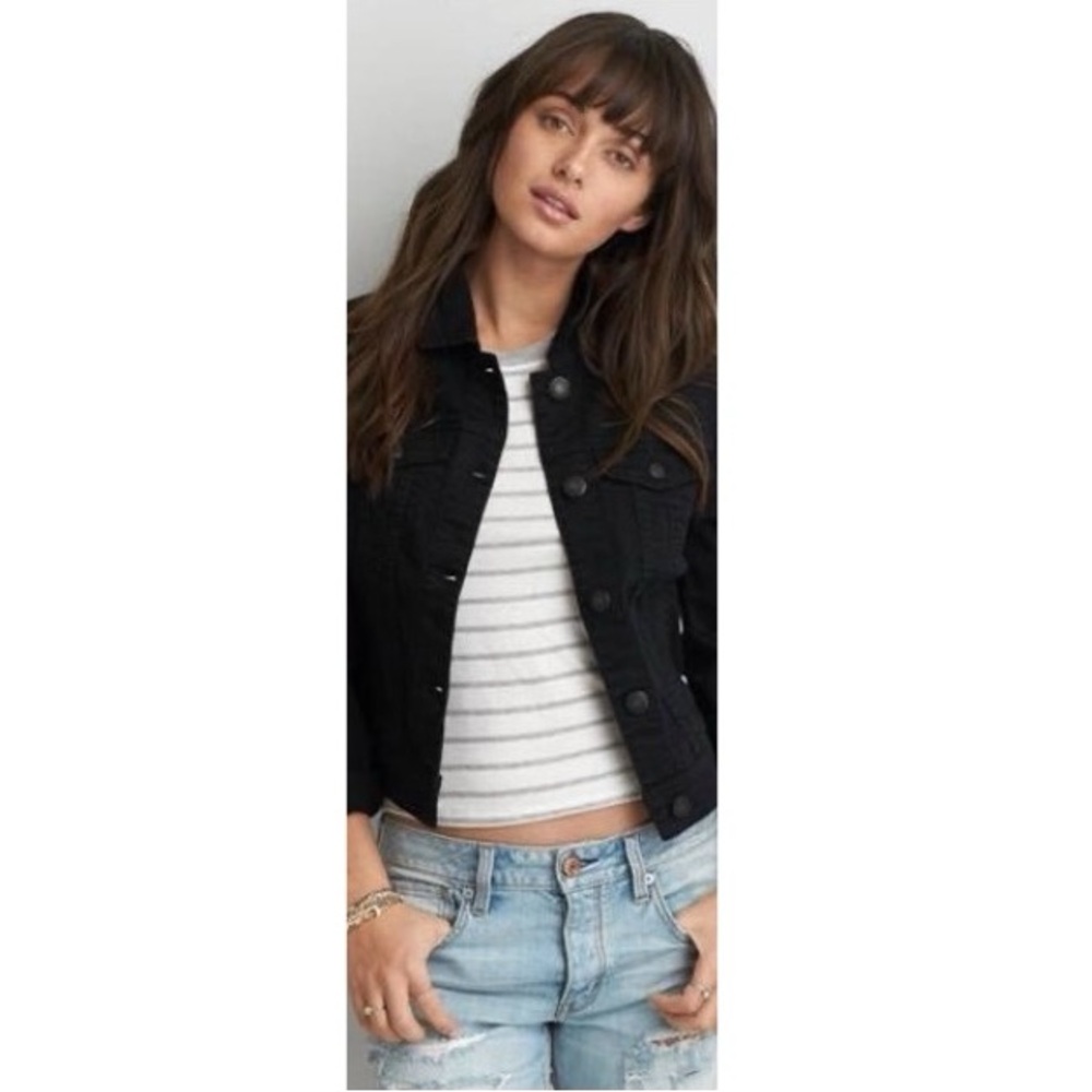AEO 🦅 Black Denim Vest - Picture 2 of 10